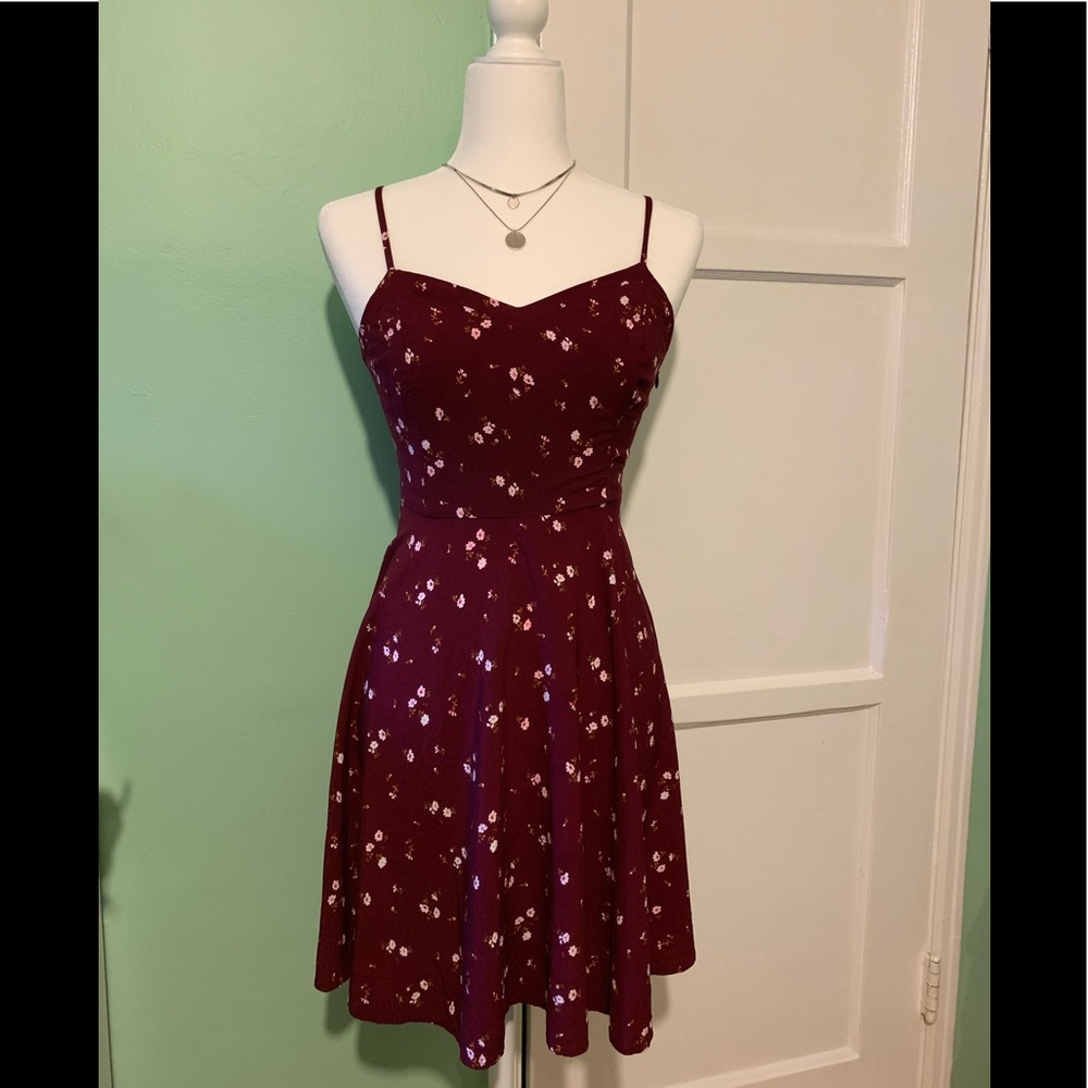 Burgundy floral dress